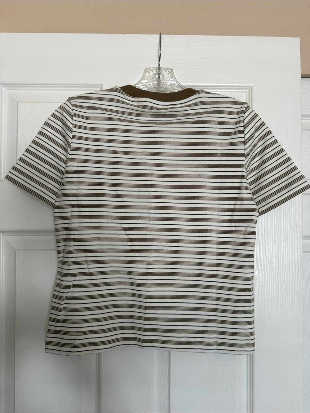 Aritzia Babaton Function Light Birch Folio Brown Striped T-Shirt 2XS - Picture 4 of 6